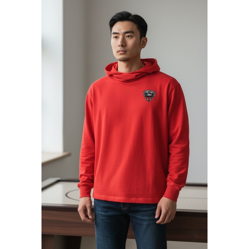 1122 Fanatics DC United MLS Womens Red Long Sleeve Cropped Hoodie T-Shirt XL NWT